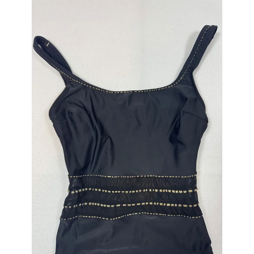 Quiet Luxury Vintage 90s Christina Mesh Insert One Piece Swimsuit‎ Womens 10